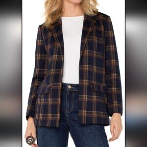 Liverpool Blue Plaid Blazer Size Small